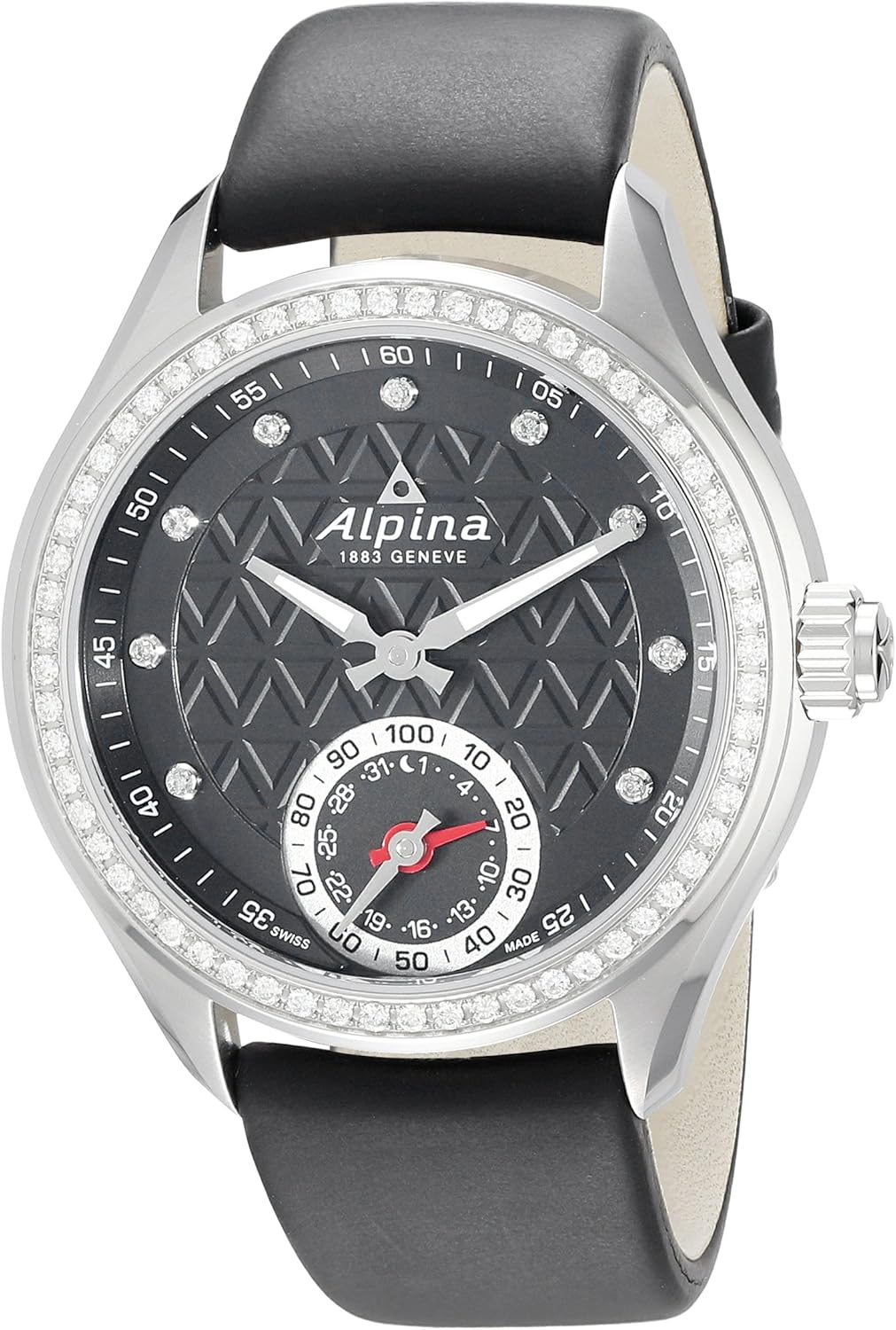 alpina 女士 al-285btd3cd6 天感智能指针显示瑞士石英黑色手表